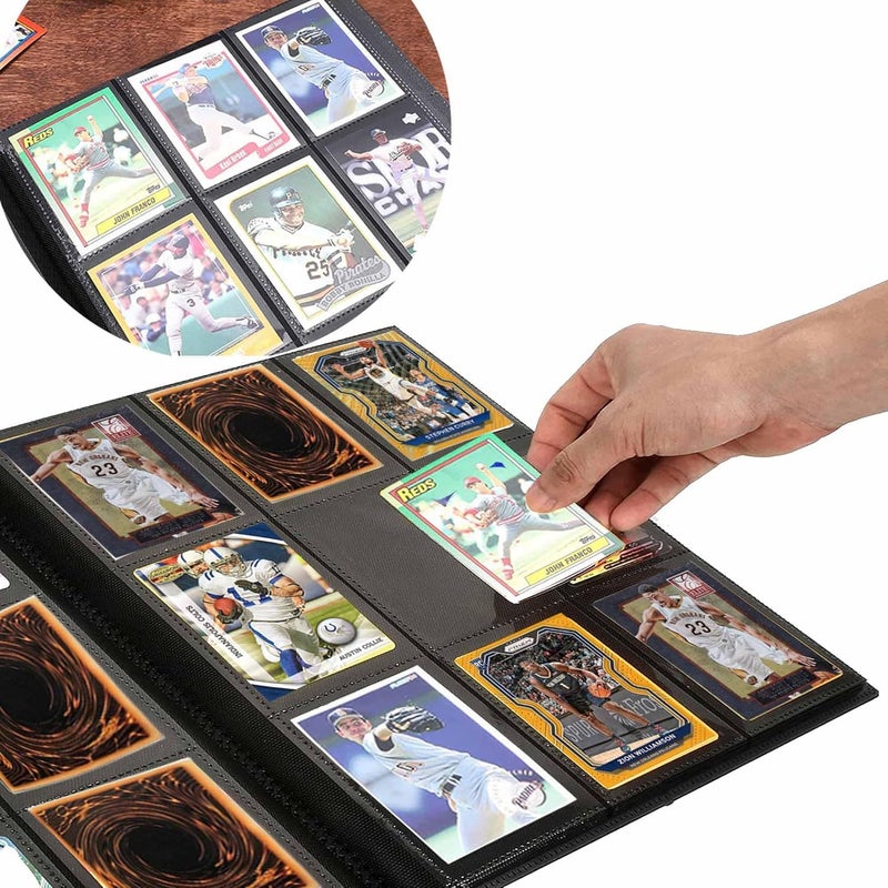 PKMLIFE حافظة بطاقات تداول 9 جيوب، ألبوم بطاقات رياضية لـ TCG، MTG، كرة القدم، بطاقات البيسبول - 30 صفحة - يمكن وضع حتى 540 بطاقة (أخضر) - Image 3